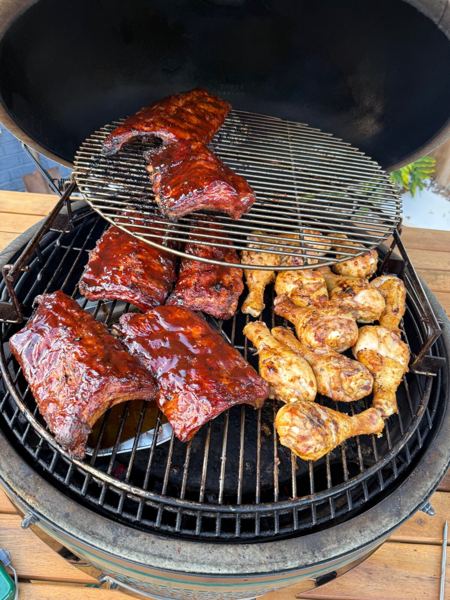 ribs and wings on the grill